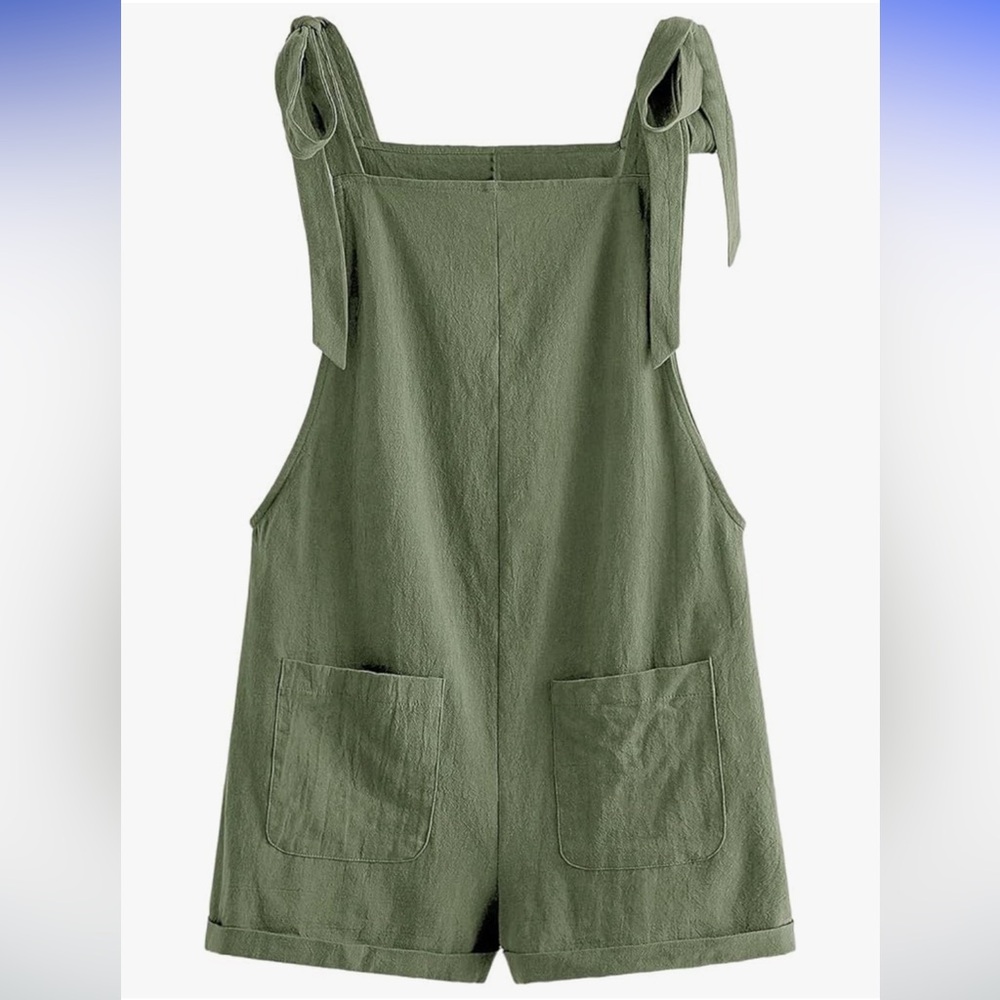 WDIRARA Women's Tie Strap Sleeveless Romper Overall Shorts with Pockets